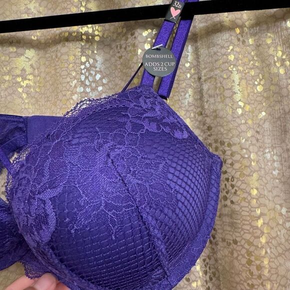 Victorias Secret Royal Purple Very Sexy Bombshell Push Up Plunge Bra 32D NWT - Picture 3 of 9